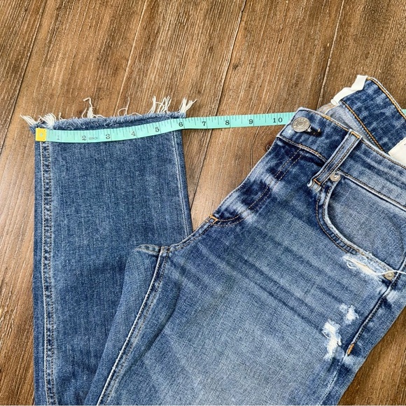 Rag & Bone Dre Low Rise Ankle Slim Boyfriend Jean Distressed blue 24 Raw Hem - Picture 5 of 13